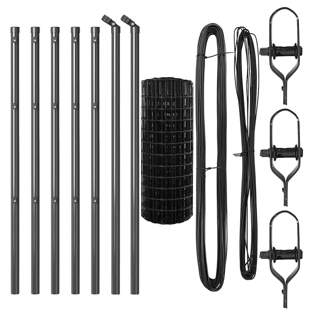 Euro Fence Ground Fix 25 x 0.8 m PVC-Coated Steel Grey Mesh