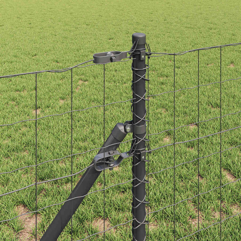 Fence with Post Grey 0.4 x 50 m Steel and PVC