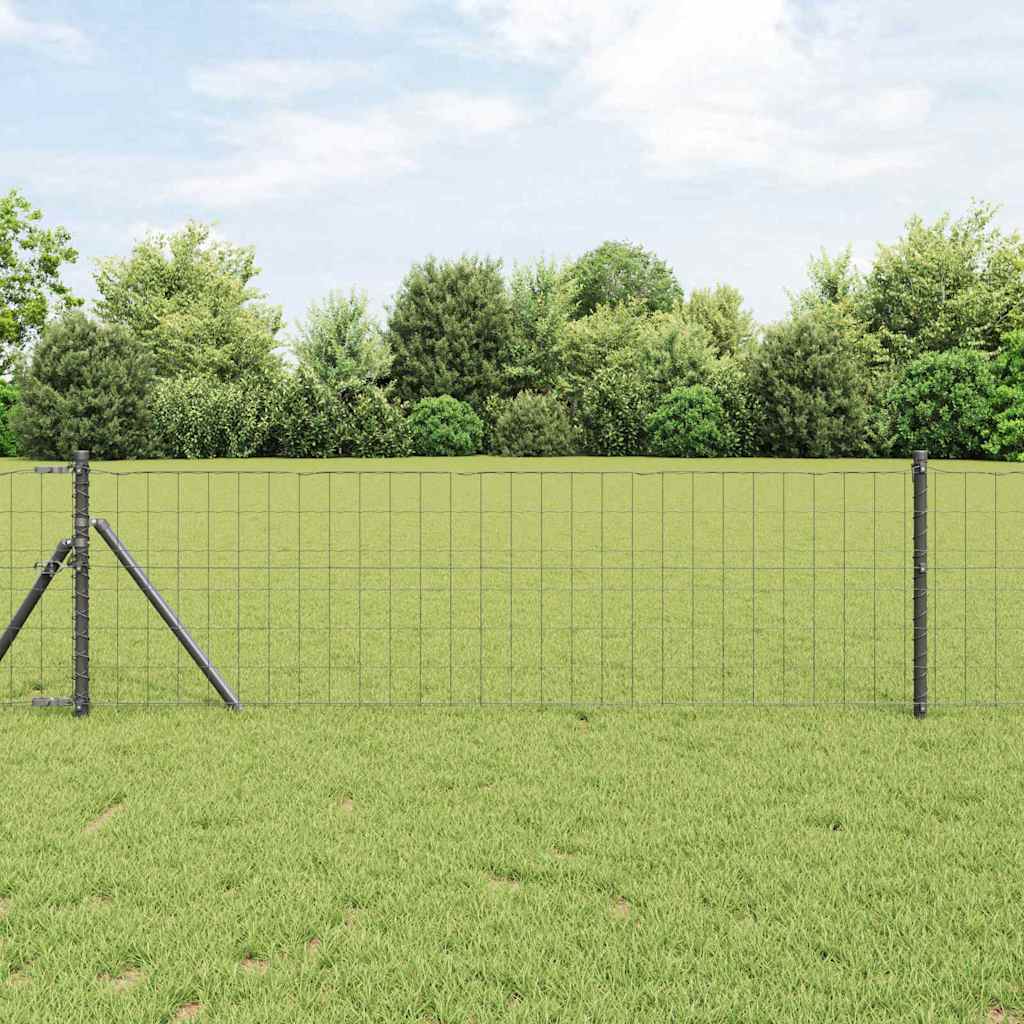 Fence with Post Grey 0.4 x 50 m Steel and PVC