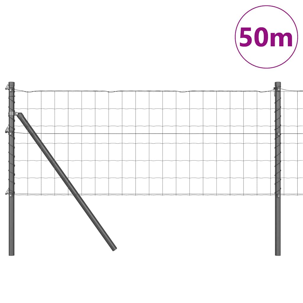 Fence with Post Grey 0.4 x 50 m Steel and PVC