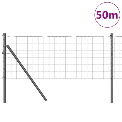 Fence with Post Grey 0.4 x 50 m Steel and PVC