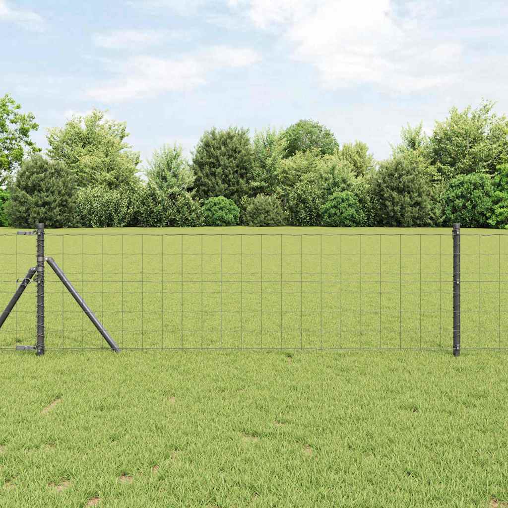 Fence with Post Grey 0.6 x 50 m Steel and PVC