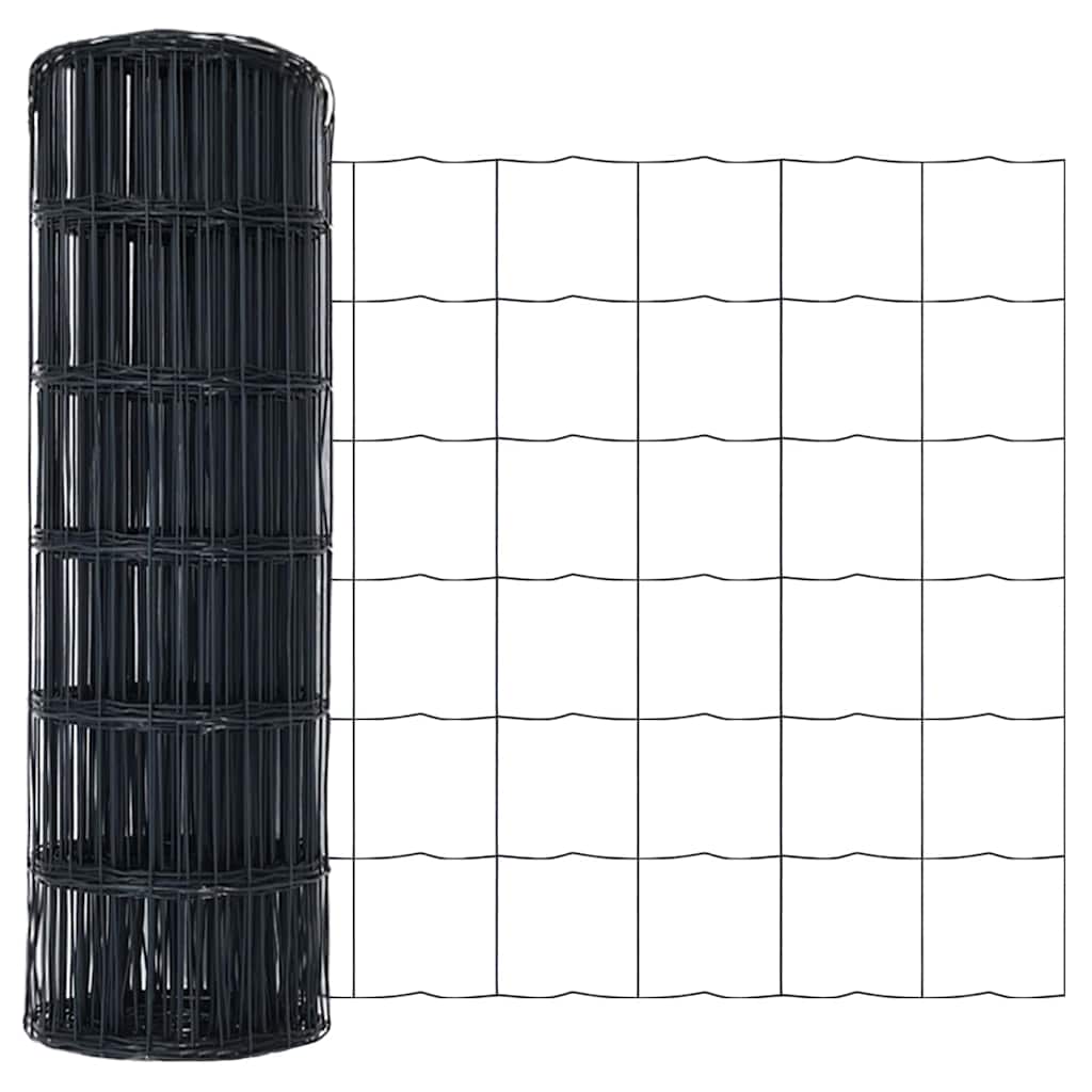 Fence with Post Grey 0.6 x 50 m Steel and PVC