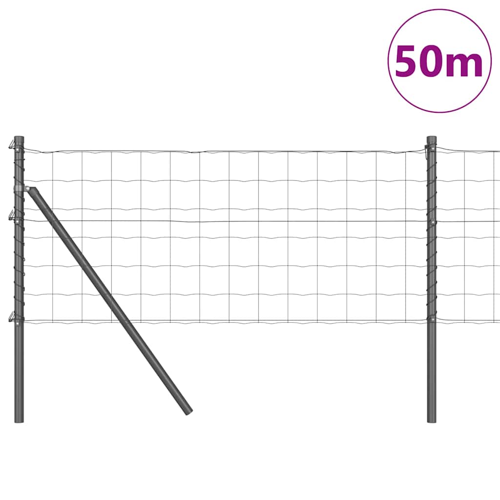 Fence with Post Grey 0.6 x 50 m Steel and PVC