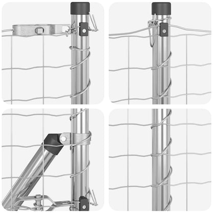 Fence with Post Silver 0.6 x 10 m Steel and PVC