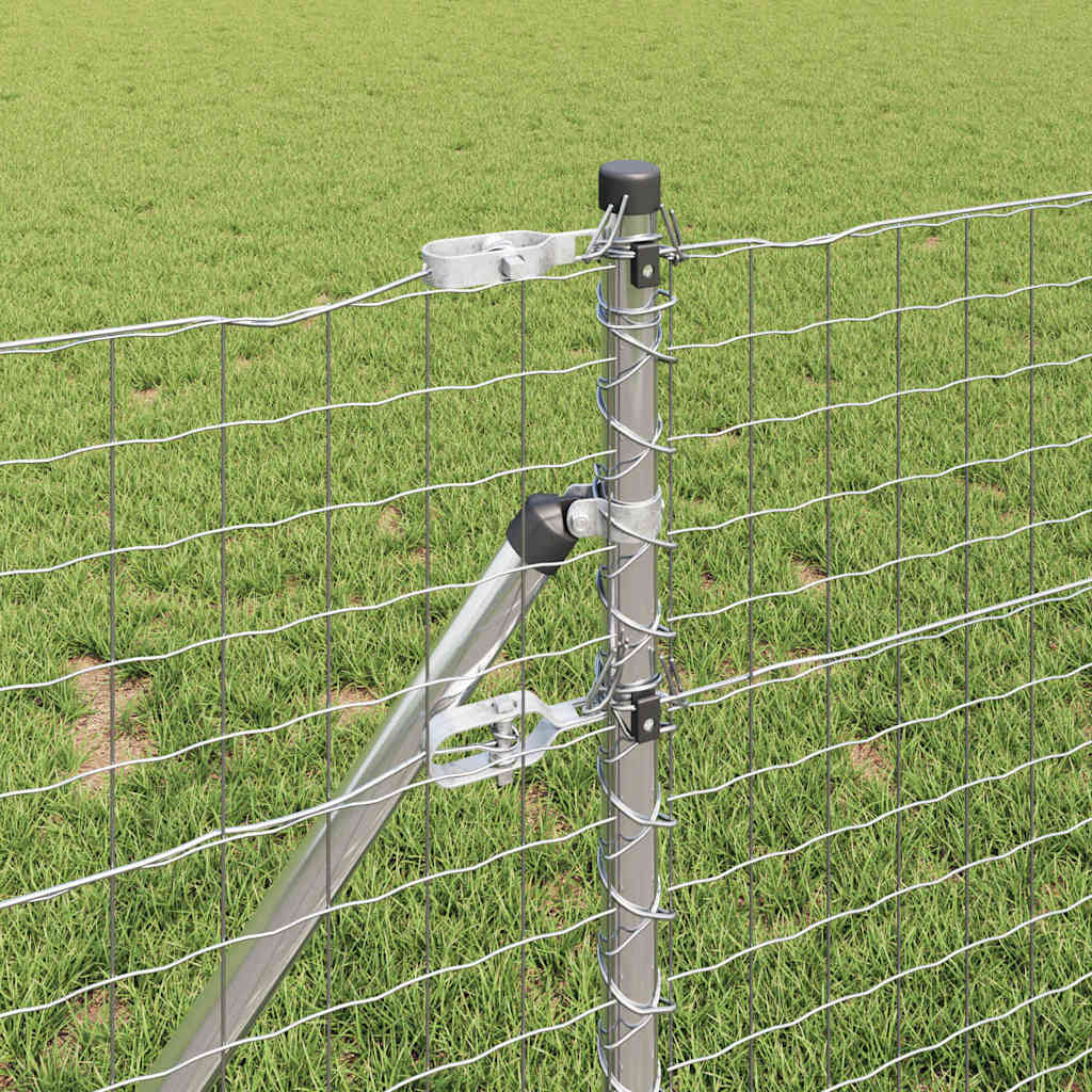Fence with Post Silver 0.6 x 10 m Steel and PVC