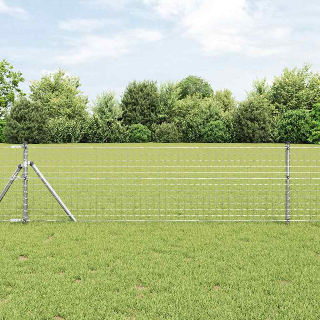 Fence with Post Silver 0.6 x 10 m Steel and PVC