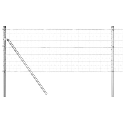 Fence with Post Silver 0.6 x 10 m Steel and PVC