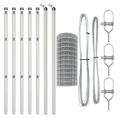 Fence with Post Silver 0.6 x 10 m Steel and PVC