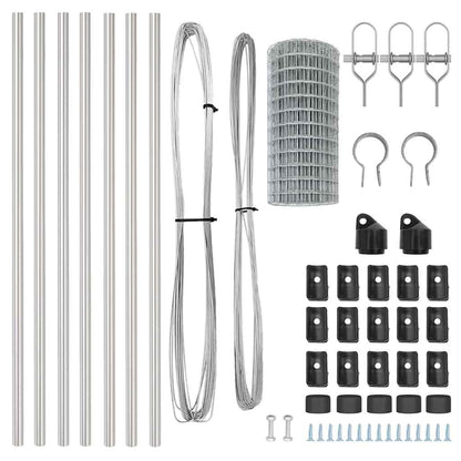Fence with Post Silver 0.6 x 10 m Steel and PVC