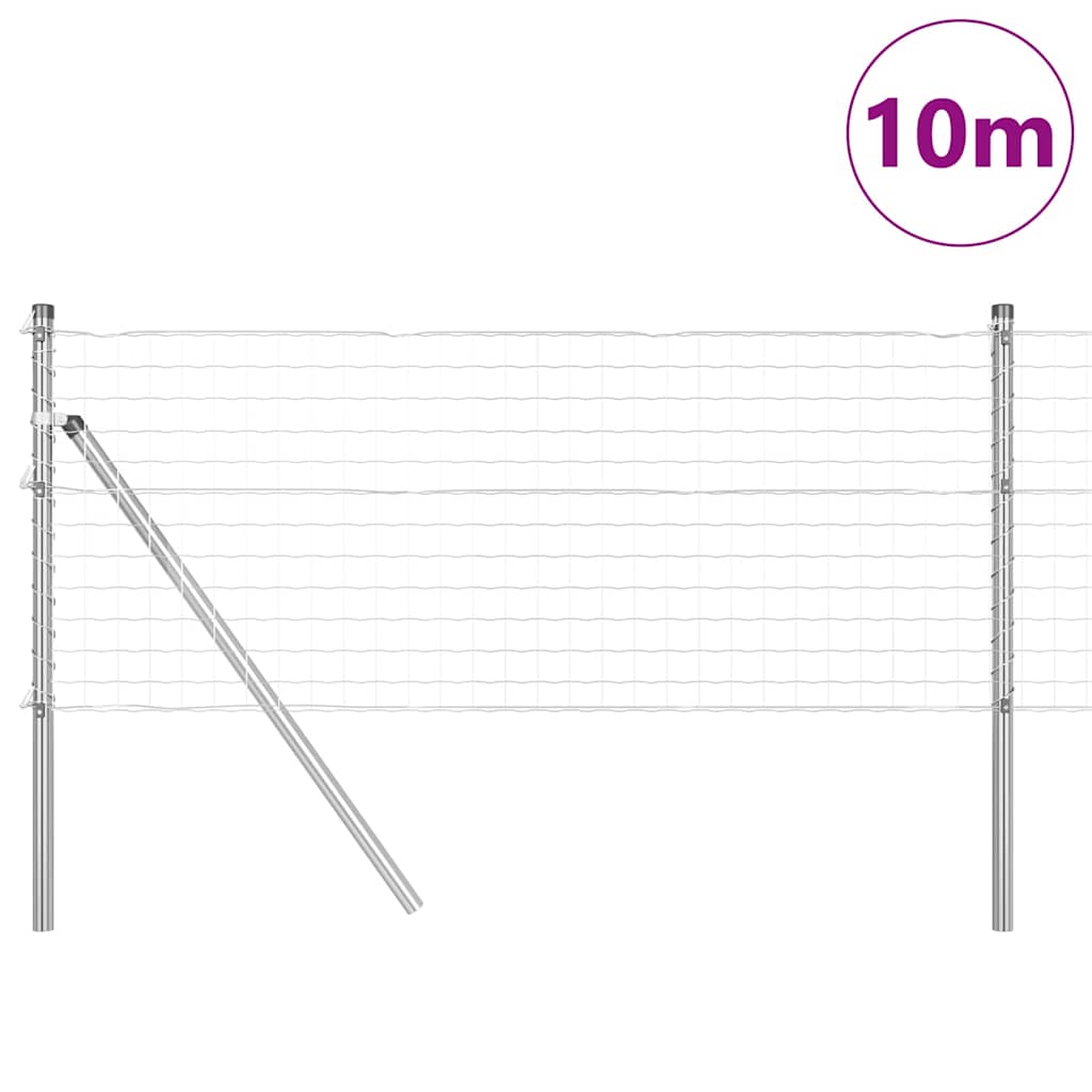 Fence with Post Silver 0.6 x 10 m Steel and PVC