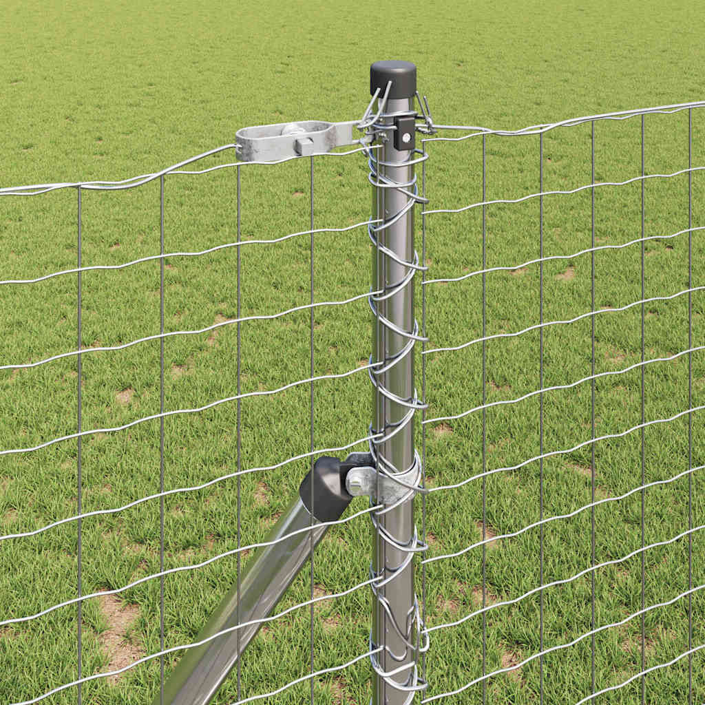 Fence with Post Silver 1 x 10 m Steel and PVC