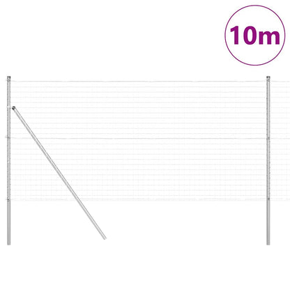 Fence with Post Silver 1 x 10 m Steel and PVC