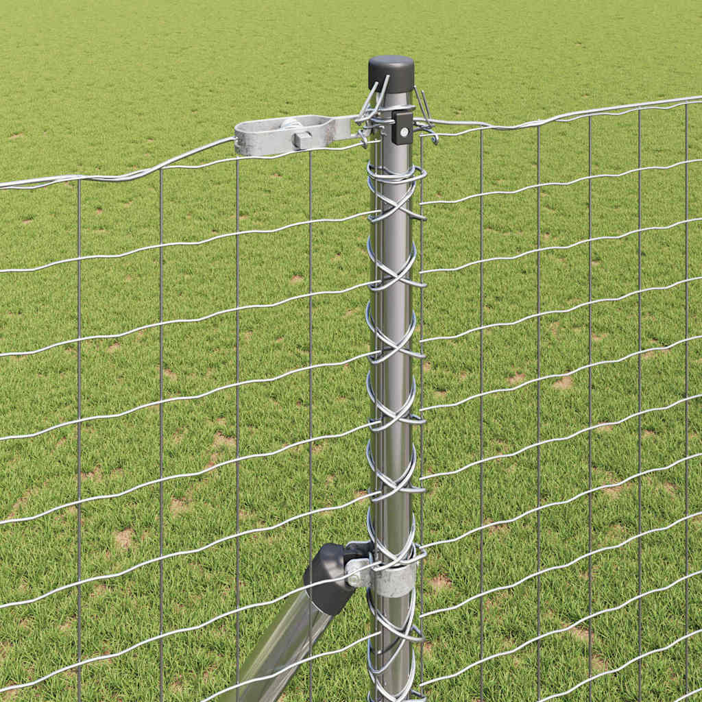Fence with Post Silver 1.5 x 10 m Steel and PVC