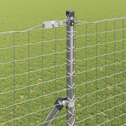 Fence with Post Silver 1.5 x 10 m Steel and PVC