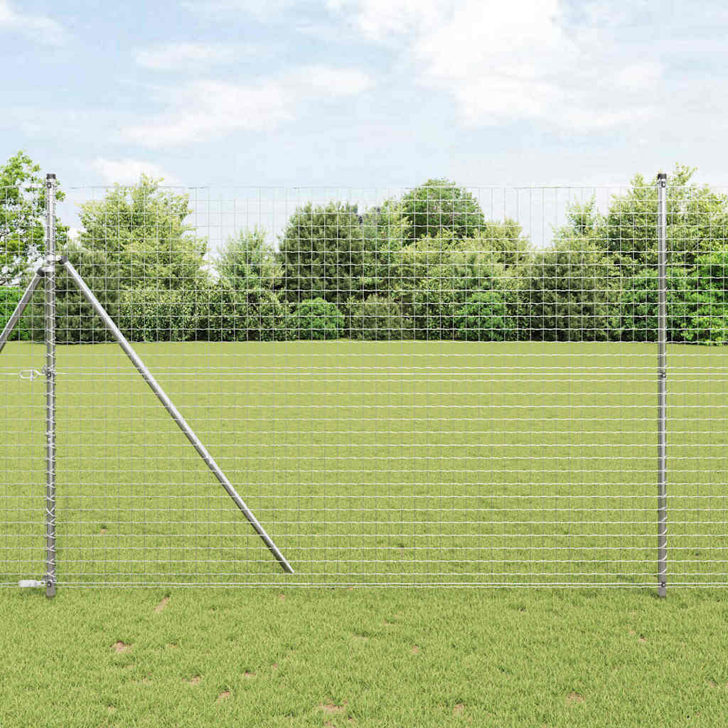 Fence with Post Silver 1.5 x 10 m Steel and PVC