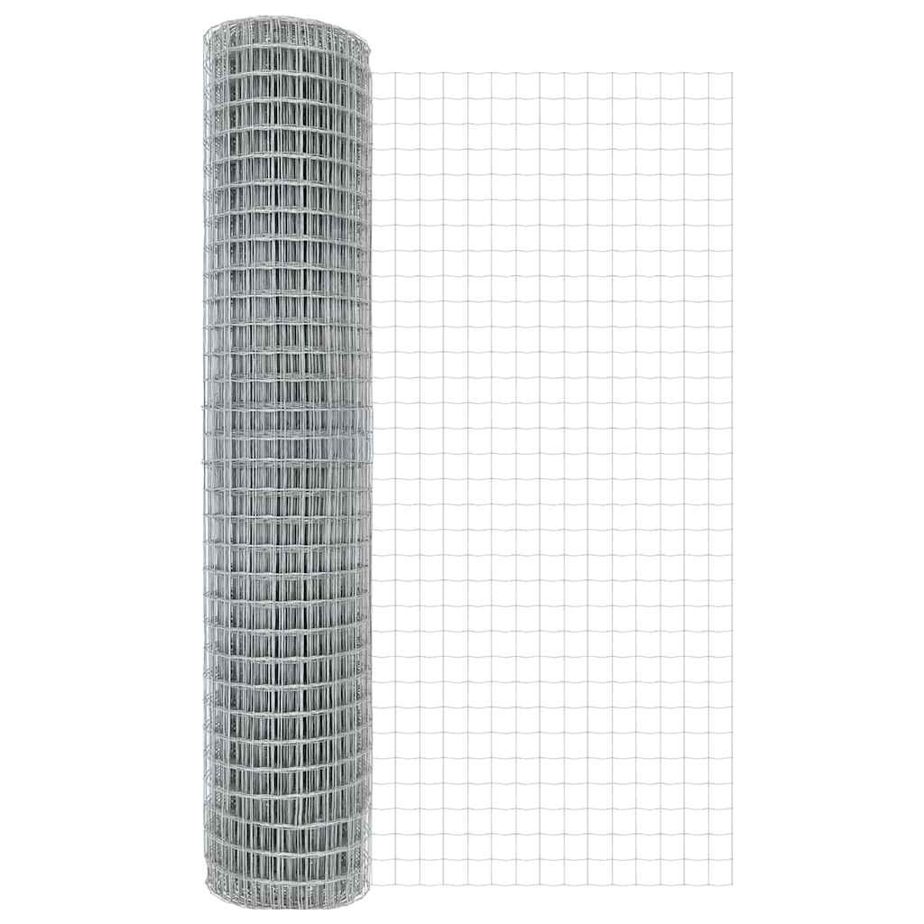Fence with Post Silver 1.5 x 10 m Steel and PVC