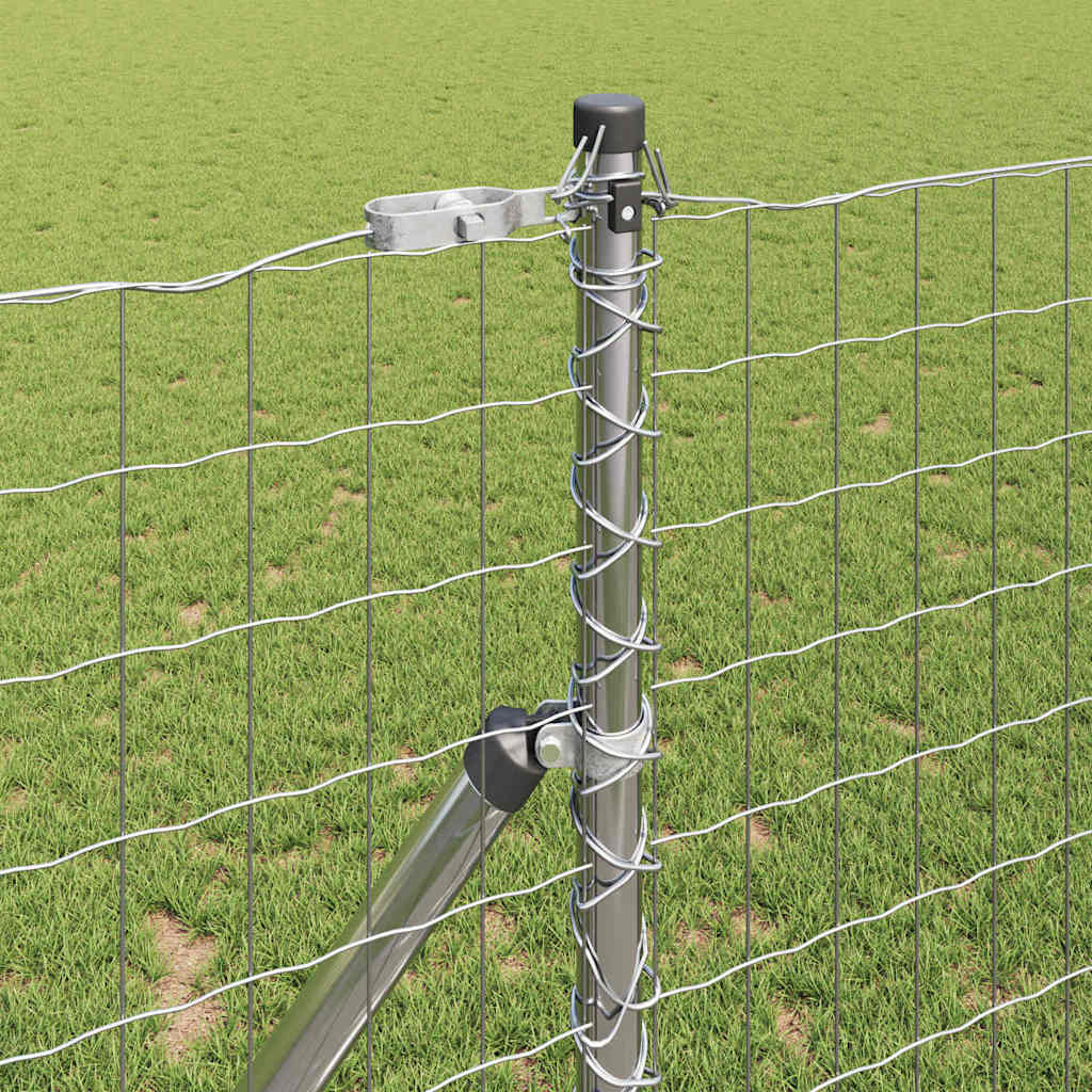 Fence with Post Silver 1 x 10 m Steel and PVC