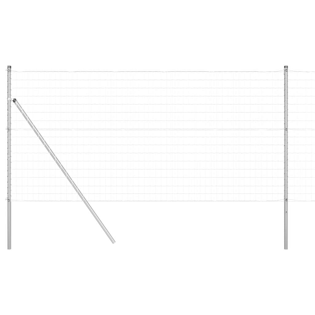 Fence with Post Silver 1 x 10 m Steel and PVC