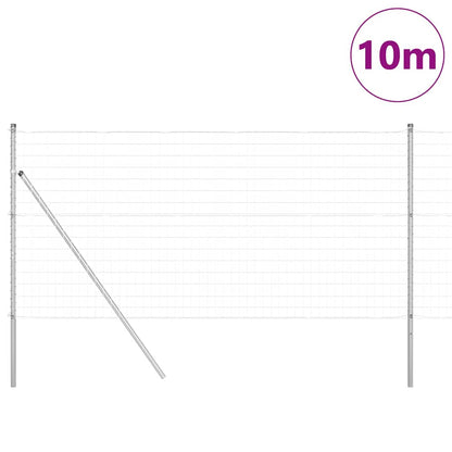 Fence with Post Silver 1 x 10 m Steel and PVC