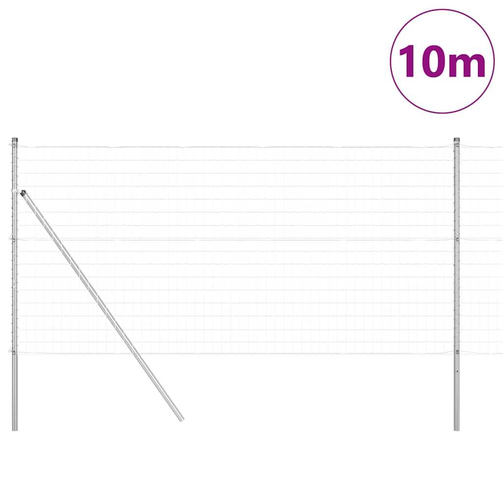 Fence with Post Silver 1.2 x 10 m Steel and PVC
