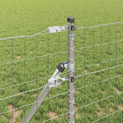 Fence with Post Silver 0.4 x 10 m Steel and PVC