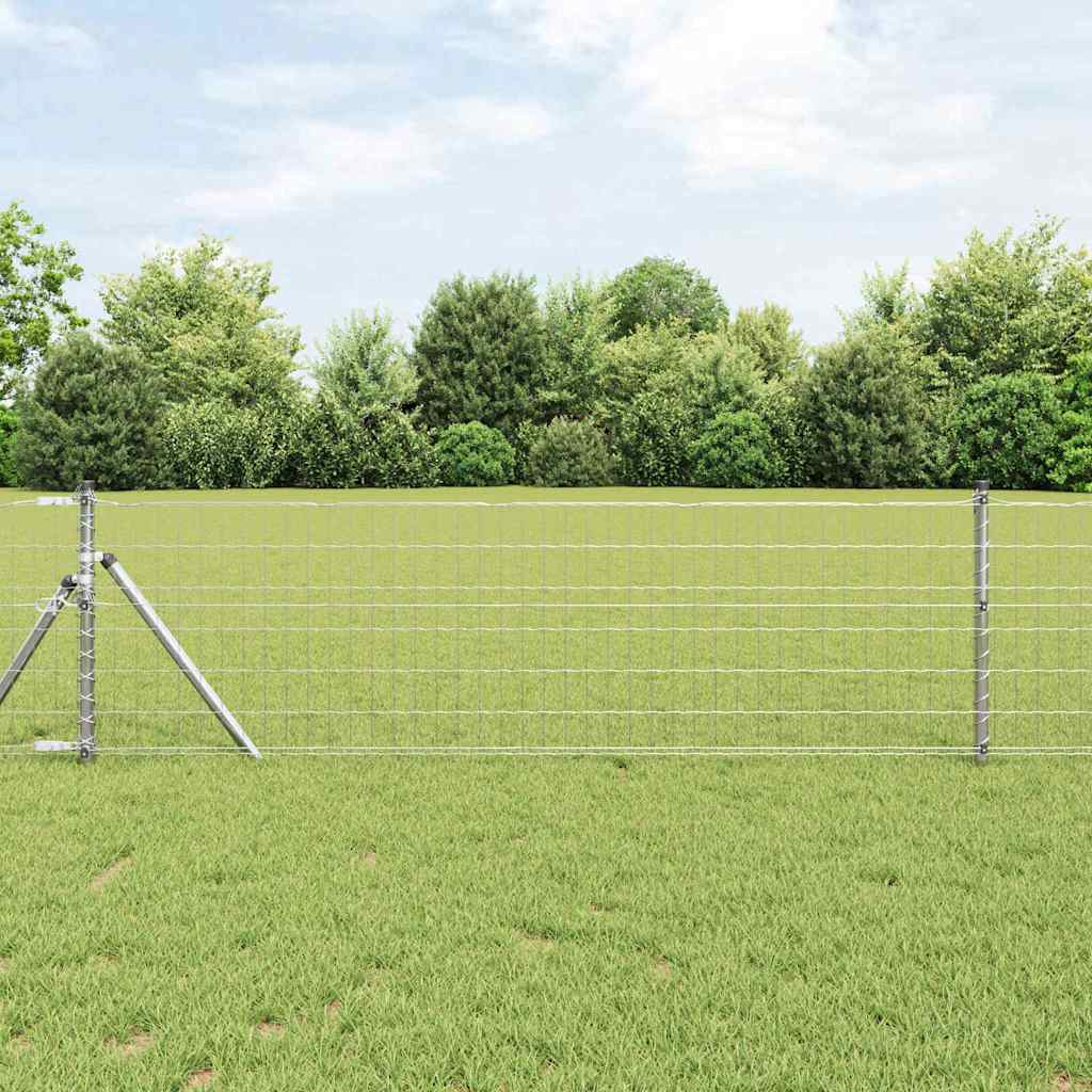 Fence with Post Silver 0.4 x 10 m Steel and PVC