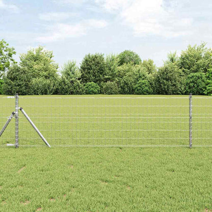 Fence with Post Silver 0.4 x 10 m Steel and PVC