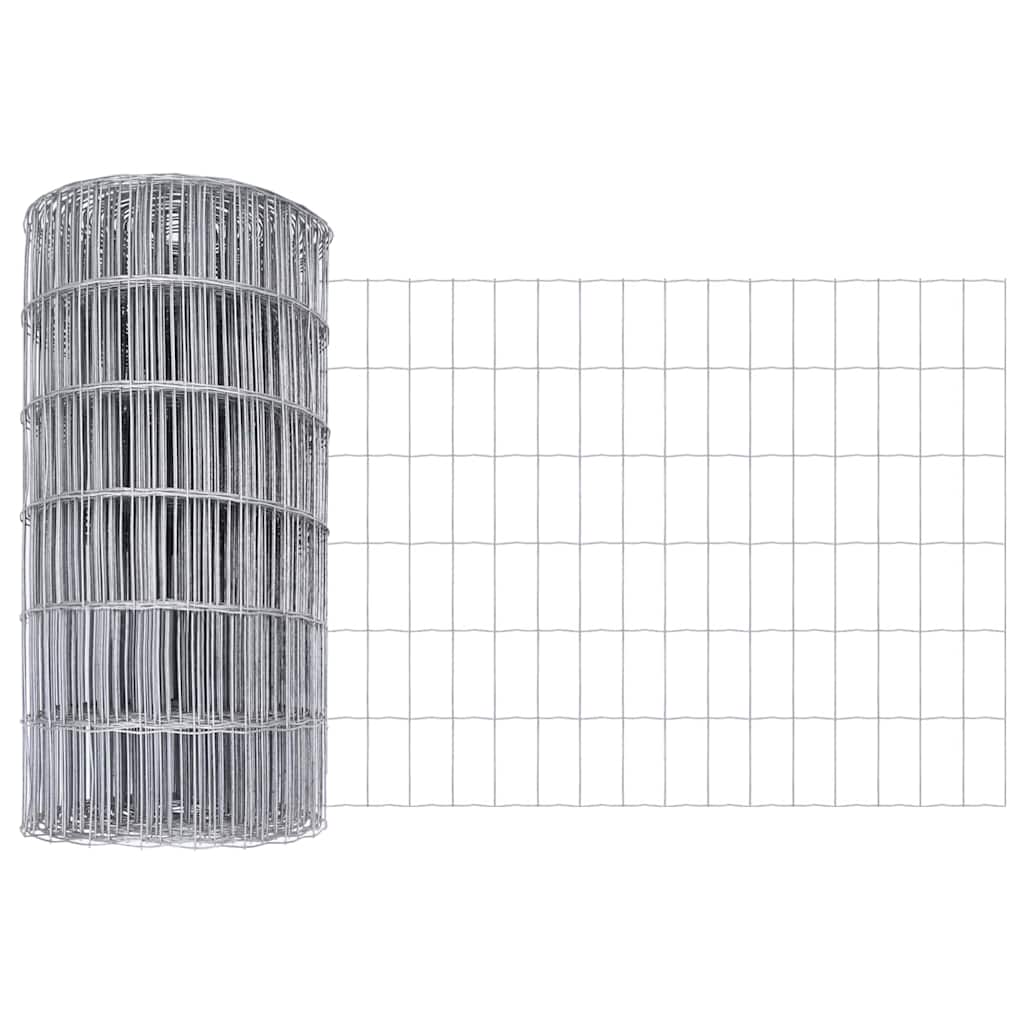 Fence with Post Silver 0.4 x 10 m Steel and PVC