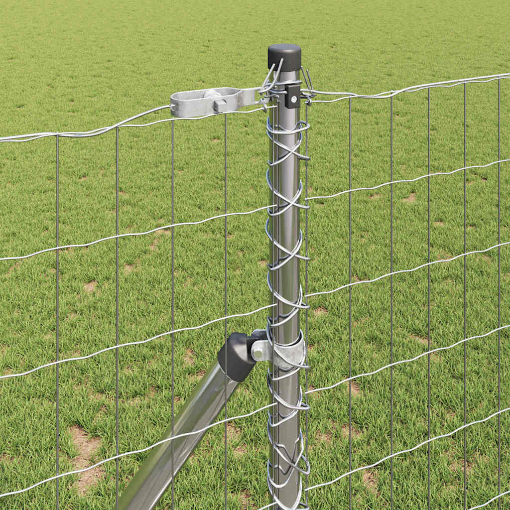 Fence with Post Silver 1 x 10 m Steel and PVC