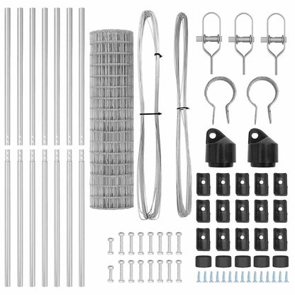 Fence with Post Silver 1.2 x 10 m Steel and PVC