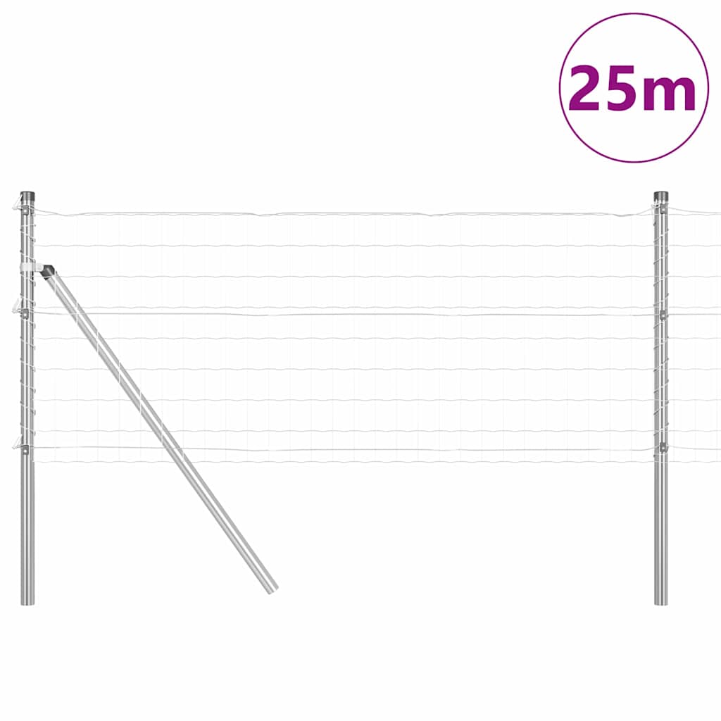 Outdoor Euro Fence Ground Fix 25 x 1 m Galvanised Steel Silver