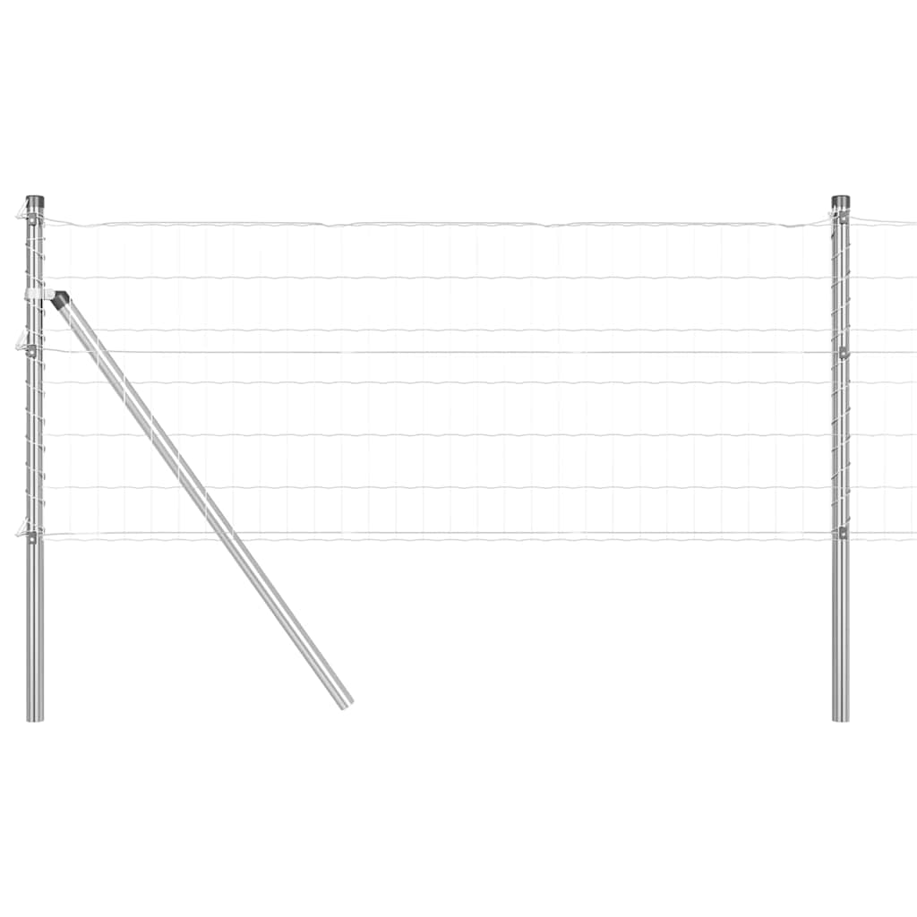 Fence with Post Silver 0.4 x 25 m Steel and PVC