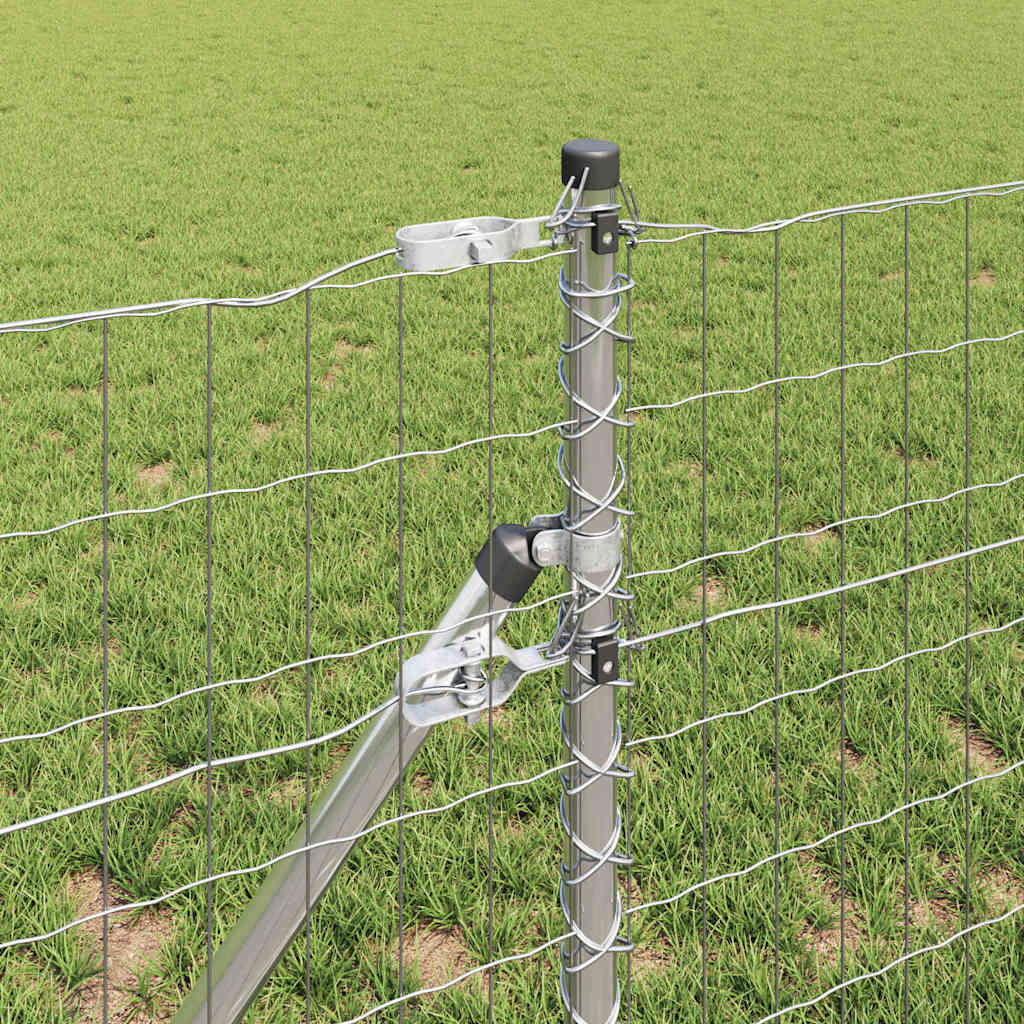 Fence with Post Silver 0.8 x 25 m Steel and PVC