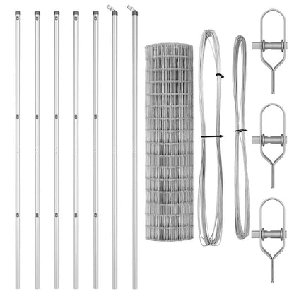 Fence with Post Silver 1 x 25 m Steel and PVC