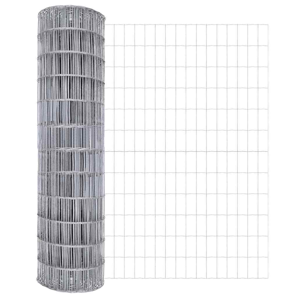Fence with Post Silver 1 x 25 m Steel and PVC