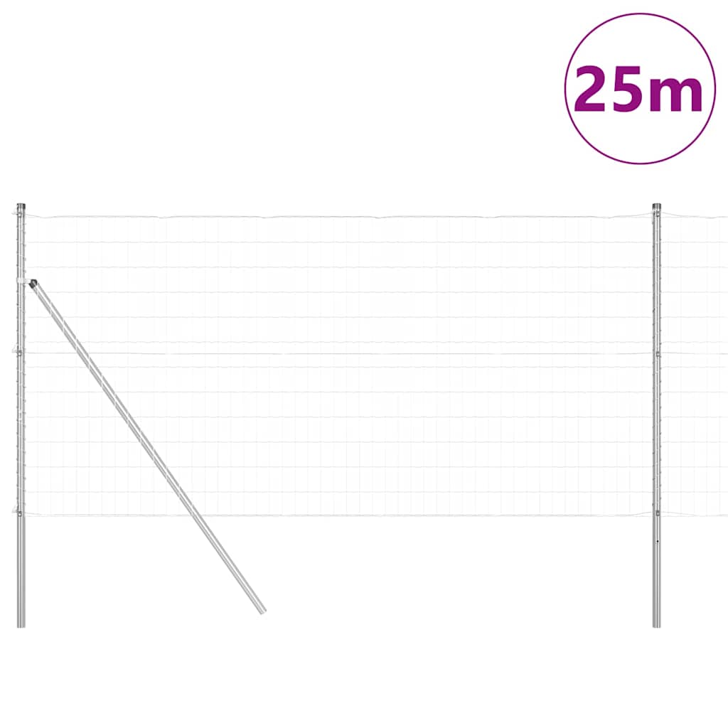 Fence with Post Silver 1 x 25 m Steel and PVC