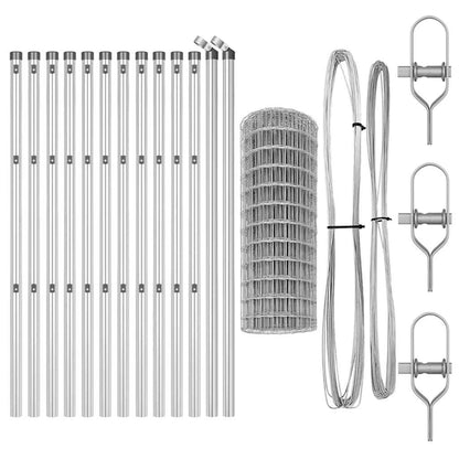 Fence with Post Silver 0.6 x 25 m Steel and PVC
