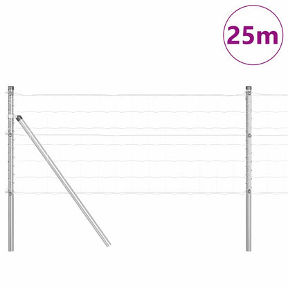 Fence with Post Silver 0.6 x 25 m Steel and PVC