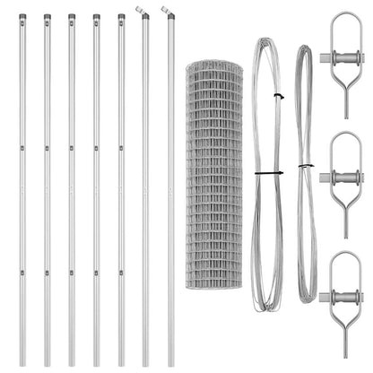 Fence with Post Silver 1 x 25 m Steel and PVC