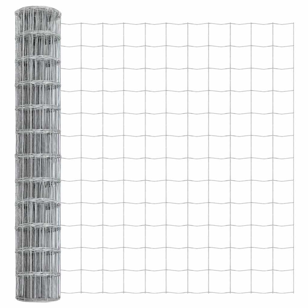 Fence with Post Silver 1 x 25 m Steel and PVC