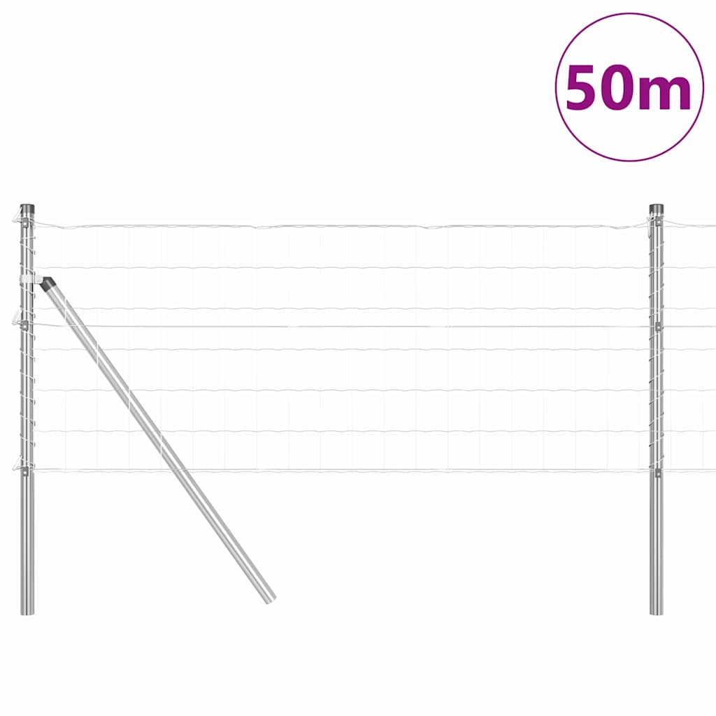 Fence with Post Silver 0.6 x 50 m Steel and PVC