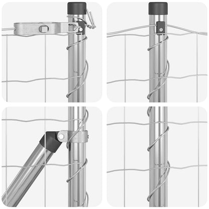 Fence with Post Silver 0.4 x 10 m Steel and PVC