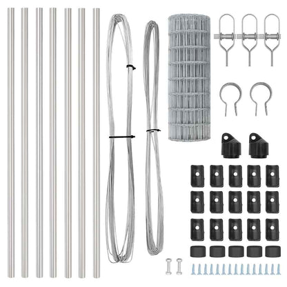 Fence with Post Silver 0.8 x 10 m Steel and PVC