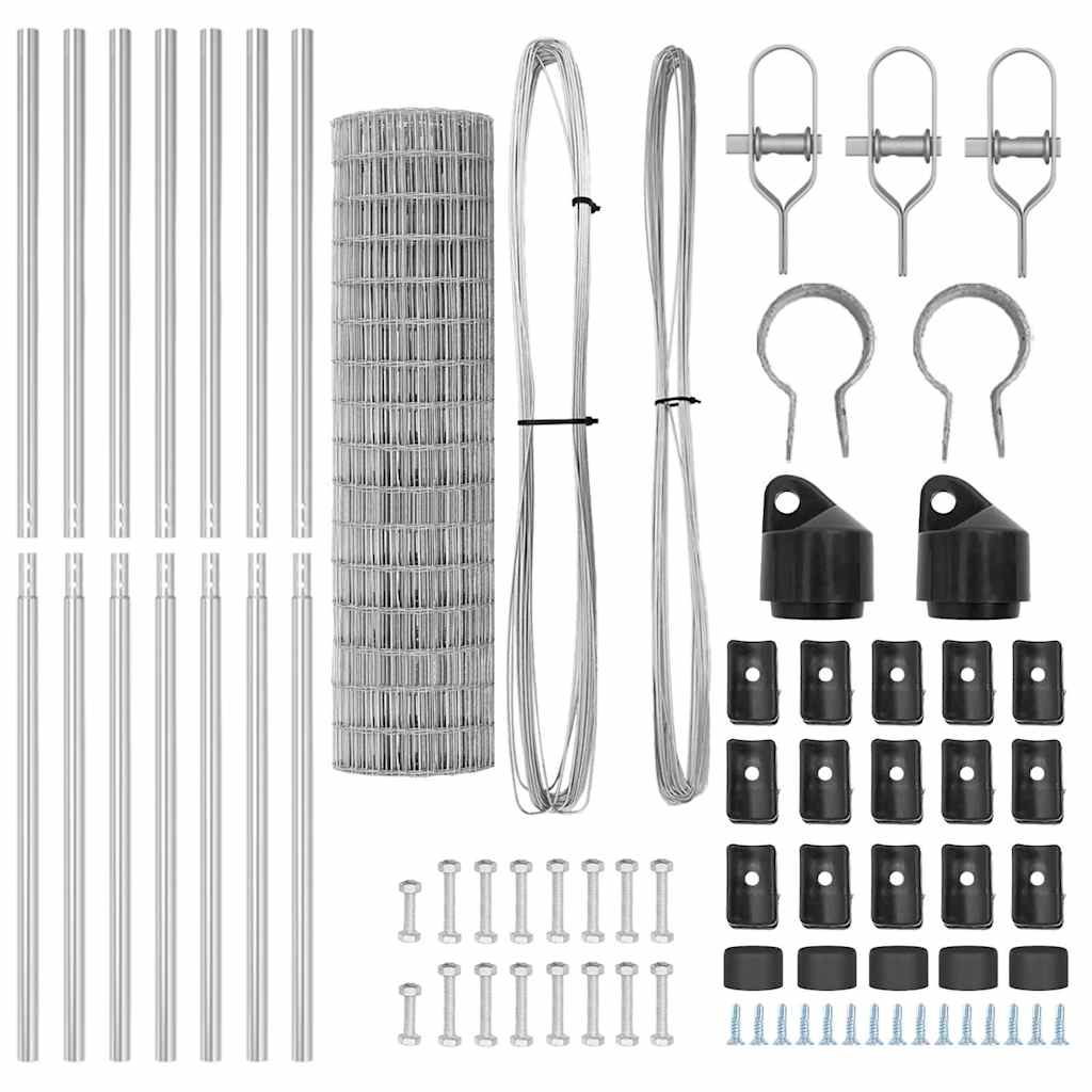 Fence with Post Silver 1.2 x 10 m Steel and PVC