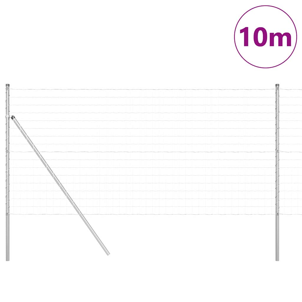 Fence with Post Silver 1.2 x 10 m Steel and PVC