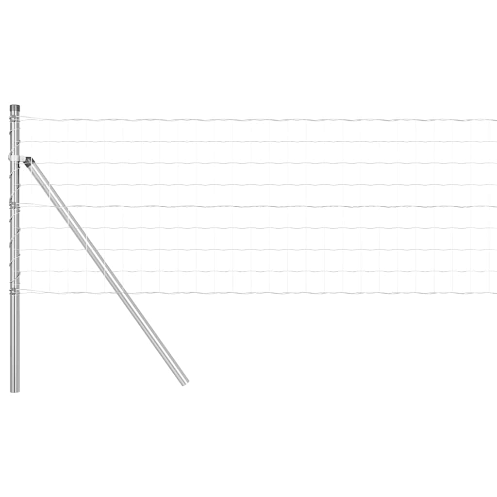 Fence with Post Silver 0.8 x 25 m Steel and PVC