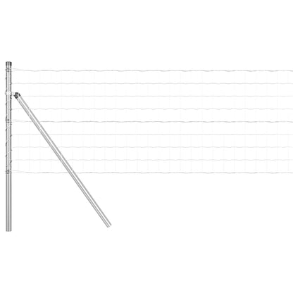 Fence with Post Silver 0.8 x 25 m Steel and PVC