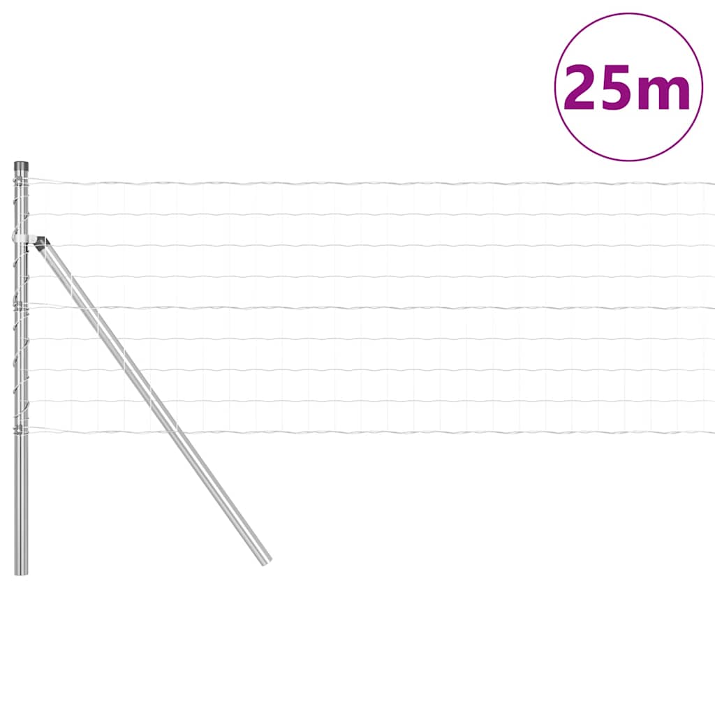 Fence with Post Silver 0.8 x 25 m Steel and PVC