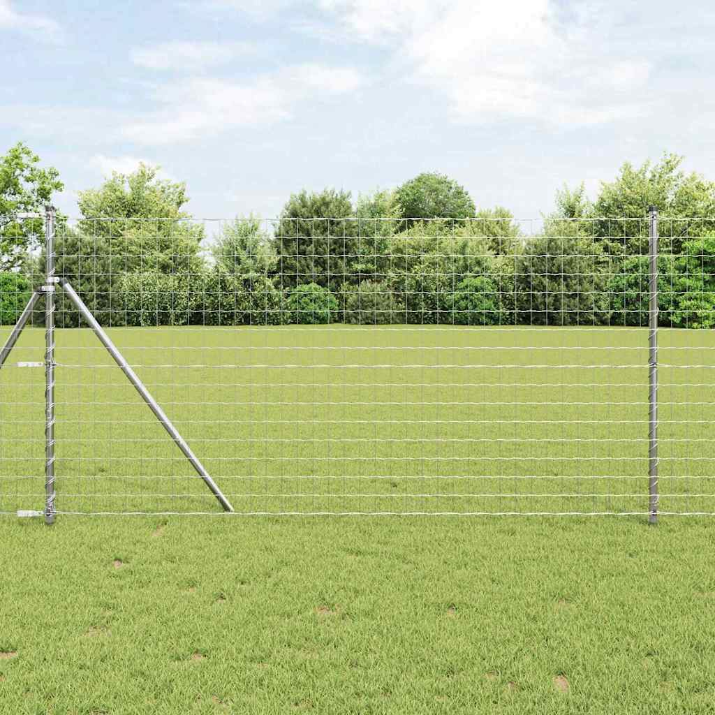 Fence with Post Silver 1.2 x 25 m Steel and PVC